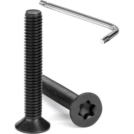 Vis à Tête Fraisée Torx M6 x 40 mm Noir Vis à Six Pans Creux en Acier Inoxydable A2 V2A à Tête Fraisée Métaux avec Clé T30 Filetage Complet 20 Pièces (1/5)