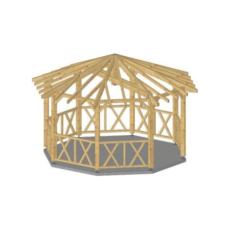 Kiosque tonnelle 25m2 en bois massif – Sections robustes – Fabrication française – Installation facile en 3h à 3 personnes – Jardinatoire (1/4)