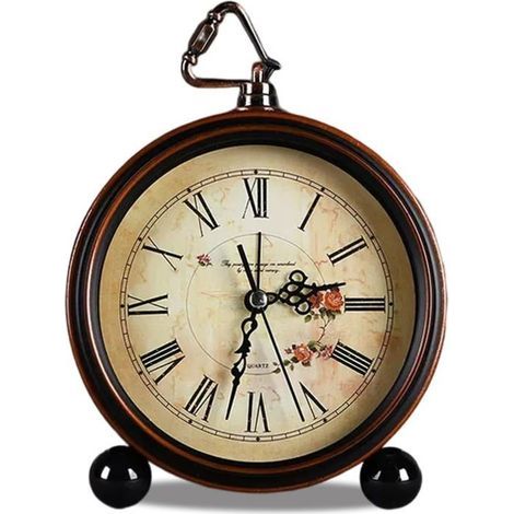 Klassische Retro-Uhr, Vintage-Tischwecker aus Metall im europäischen Stil, geräuschlos - Stil E (1/5)