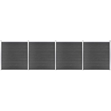 Zaunelement Set WPC 699x186 cm Schwarz