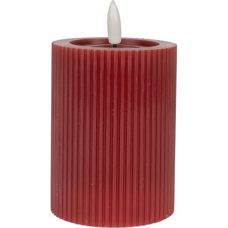 Bougie LED en Cire Rouge Ø 8 x 13 cm Fonctionnant sur Piles pour Ambiance Chaleureuse - PANGIVO (1/5)