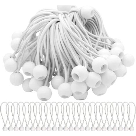 Lot de 50 tendeurs élastiques, cordons élastiques avec boules, sandows, boules élastiques pour auvents, tentes, banderoles et bâches