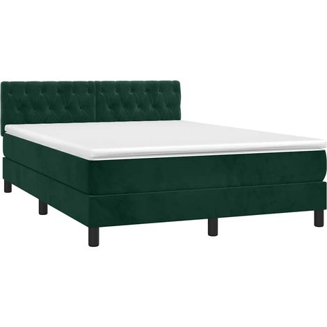 Maison Exclusive - Cama box spring colchón y LED terciopelo verde (1/5)