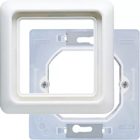Jung Rahmen 90 x 90 mm, komplett mit Dichtungsflansch (IP44) 1fach, CD 500, IP 44, Thermoplast, alpinweiß, senkrechte und waagerechte Montage CD 681 WU WW (1/2)