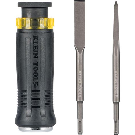 SDS Tournevis de démolition, pointes biseautées plates et pointes bulles, utilisation avec marteaux perforateurs rotatifs et pieds-de-biche à main, 3 pièces (1/5)