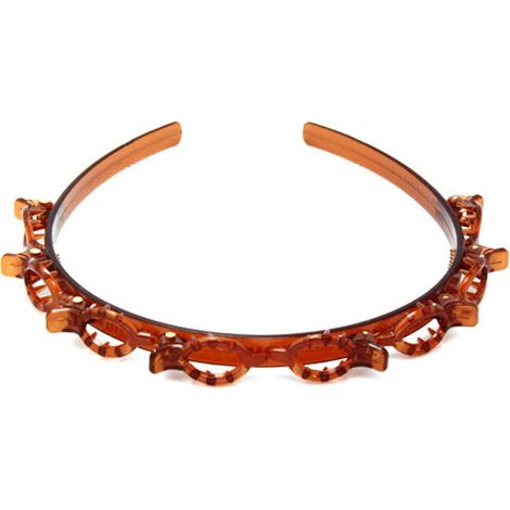 Diadema unisex con flecos y pinza, estilo deportivo, con pinza doble para el cabello. Pinza marrón n.° 1. (1/5)