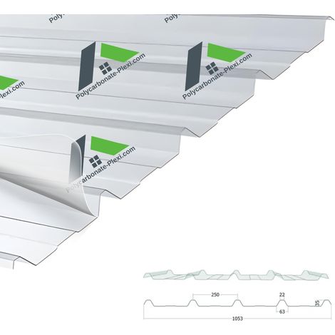 Polycarbonate Ondulé Nervuré 4/250/35 4000x1052mm (1/2)