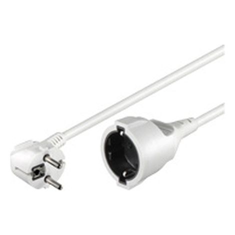 Verlängerungskabel Schutzkontakt, 3 m, weiß, (31,5 mm²), Schutzkontaktstecker Hybrid (Typ E/F, CEE 7/7) 90° Schutzkontaktbuchse (Typ F, CEE 7/3). Kabellänge 3 m