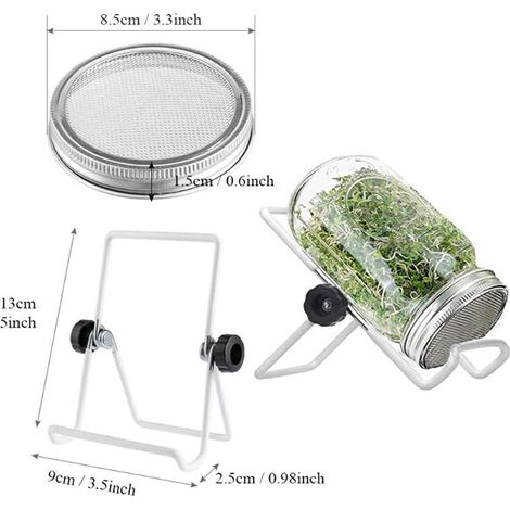 Germoir Mason à large ouverture (1 quart) avec couvercle grillagé en acier inoxydable 304 (1/5)