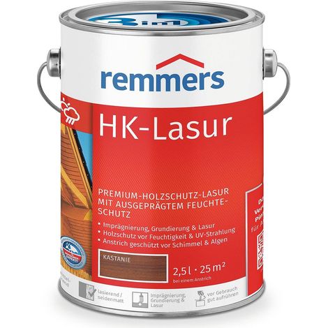 Remmers HK-Lasur 3in1 kastanie, 2,5 Liter, Holzlasur aussen, 3facher Holzschutz mit Imprägnierung + Grundierung + Lasur, Feuchtigkeit- und UV-Schutz