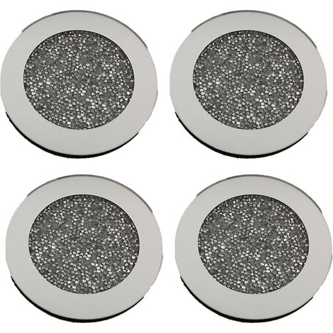 Coaster Verre - Effet Miroir et Paillettes Intégrées - Pour Table à Manger Bar ou Cuisine - Lot de 4 (1/5)
