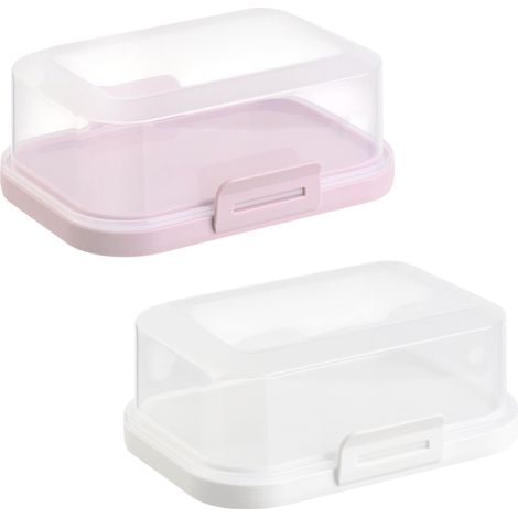 2 beurriers empilables avec couvercle et fermeture à clic, mélange de couleurs colorées, 2, boîte en plastique, cloche à beurre, sans BPA, multi-usages, robustes (1/5)