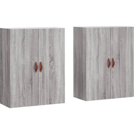 Lote de 2 armarios de pared diseño práctico almacenamiento 69,5 x 34 x 90 cm de madera contrachapada gris sonoma 020055347 (1/5)