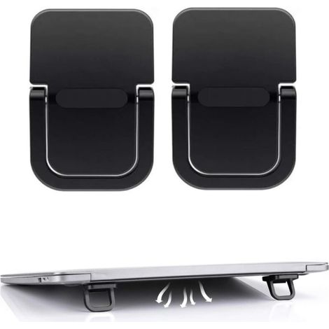 Lntyq Support pour Ordinateur Portable, Lot de 2 Mini Support Autocollant, rehausseur de Clavier Portable Pliable Invisible, Pieds pour Ordinateur Portable avec Silicone antidérapant (Noir) (1/5)