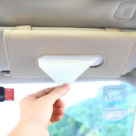 Leder-Taschentuchbox-Zubehör für die Sonnenblende im Auto, Taschentuchhalterclip, geeignet für die Rücksitze und Rückenlehnen.