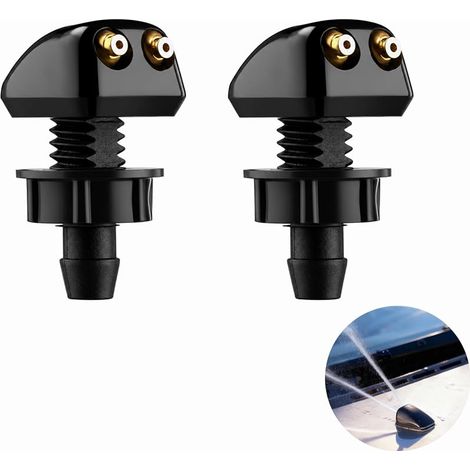 2 Gicleurs de Lave-Glace Universels 8 mm, Buses de Lave-Glace de Voiture avec Écrou de Fixation, Buse Double Trou (1/5)