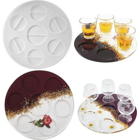 Moule resine epoxy,Moule en Epoxy pour la Fabrication de Verres à Vin, Plateau de Service Résine Moule pour Bar, Cuisine, Fête (1/4)
