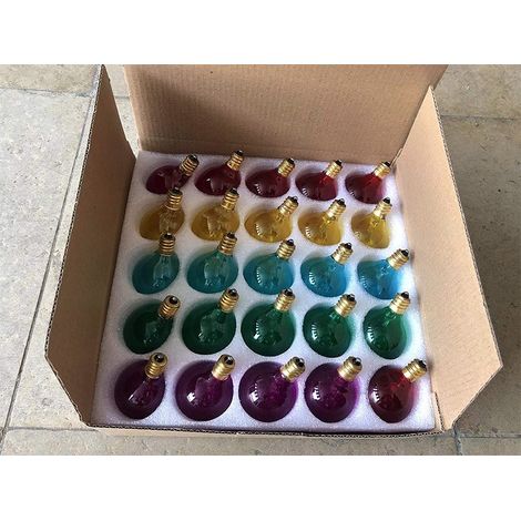 Ampoule filament couleur G40 E12 220V, lot 25 pièces verre multicolore pour guirlande lumineuse fête Noël décoration (1/4)