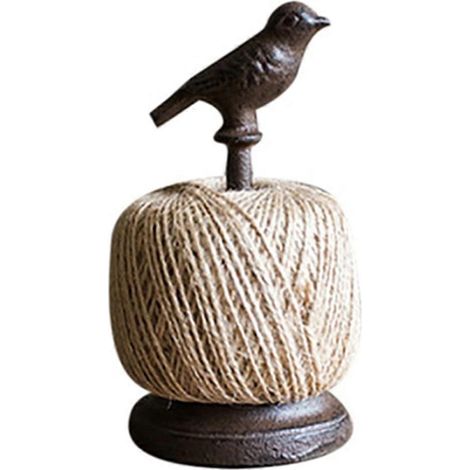 Cadre en fonte avec corde, décoration machine à coudre oiseau, bibelot vintage, jardin, cour, balcon, bobine en fonte (1/5)