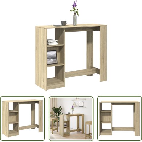 vidaXL Bartisch mit Regal Sonoma-Eiche 124x46x103,5 cm Holzwerkstoff (1/5)