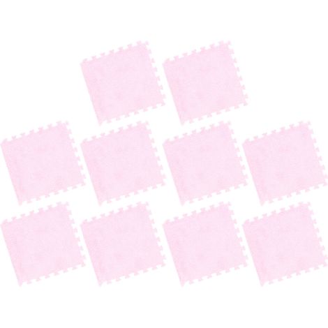Lot de 10 tapis de sol en mousse pelucheuse antidérapante, découpables et emboîtables, pour chambre à coucher (rose). (1/5)