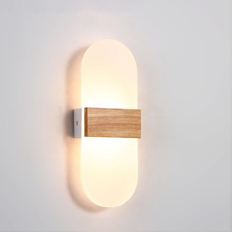 LED-Wandleuchte für den Innenbereich, ovale Wandleuchte aus Holz, 6 W, moderne Wandlampe mit warmem Licht, Acryl-Nachtlicht für Kinderzimmer und Flur (1/5)