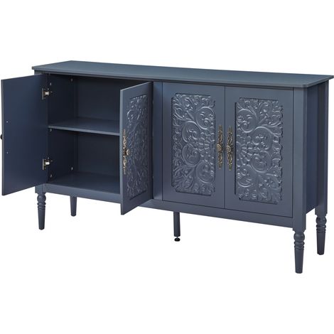 Credenza con intagli in rilievo, grande capienza e angoli arrotondati, blu navy MODENUIT (1/5)