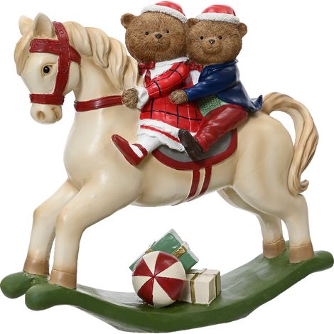 STATUINA DI NATALE, ORSETTI SUL CAVALLO, 36.50X12.50X33.50 CM, NATALE, DECORAZIONI NATALIZIE