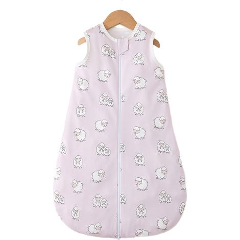 Ärmelloser Babyschlafsack aus Polyester, helllila Schafmuster, für alle Jahreszeiten geeignet, trittfest, Zwei-Wege-Reißverschluss, Neugeborenengröße (1/5)