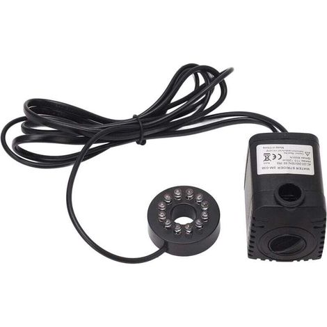 Pompe D'étang Ultra Silencieuse à Débit Réglable avec Lumière LED, Pompe à Eau Submersible 600LPH pour Aquarium (Prise UE 220‑240V) (1/4)