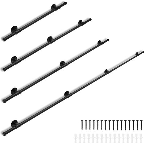 Jiubiaz Rampa para escaleras de pared 200cm Pasamanos de acero al carbono Balaustrada de pared para niños mayores Interior Exterior