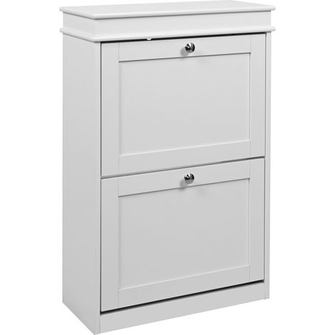 Schuhschrank / Schuhregal ESTHA 20 53x24x82 cm 2 Schuhklappen weiß hjh LIVING (1/5)