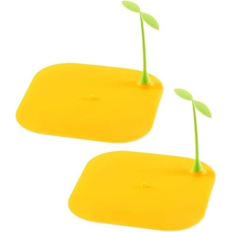 Lot de 2 grilles d'évacuation, résistantes à l'usure et durables, étanches à la poussière et aux fuites, désodorisantes pour les égouts, couvercle en silicone, anti-odeurs, jaunes. (1/5)