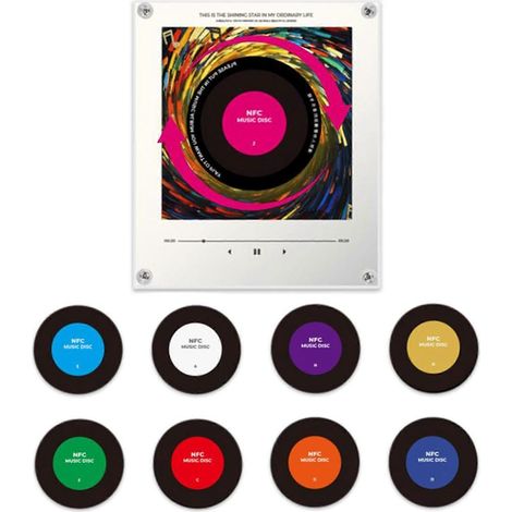 Aimants de réfrigérateur en forme de platine vinyle ensemble de 10 aimants rétro à rotation blanche (1/5)