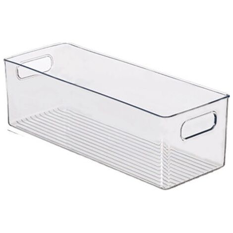 Cabinet/Kitchen Boîte de Rangement, Moyen Bac pour Réfrigérateur en Plastique, Longue Boîte, Transparent (1/5)