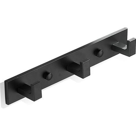 Porte Manteau Salle de Bain Mural à 3 Crochets Porte Manteau Mural Patère Salle de Bain Acier Inoxydable SUS304 Noir Mat (1/5)