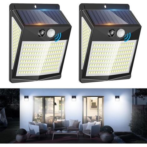 Projecteurs solaires extérieurs LED avec détecteur de mouvement – Lot de 2, 238 LED, 3 modes, étanchéité IP65 (1/5)