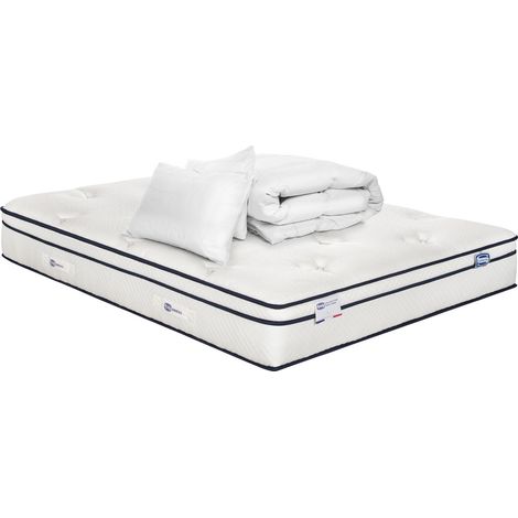 Matelas INEGALE 140x190 Hybride, ferme H27 + couette + 2 oreillers (1/4)