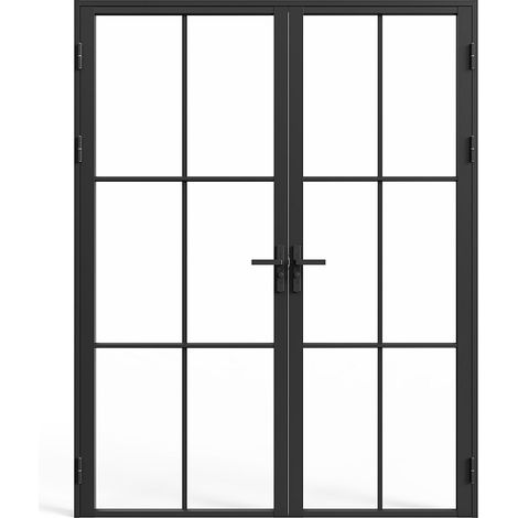Blocco porta a due battenti H204 cm x L146 cm in Alluminio e Vetro temperato - SEROTO