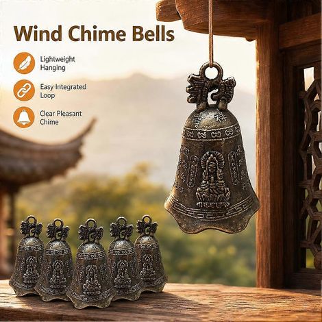 5 Pack Antique Alloy Bells Ornaments Pendant Plastic Metal Sturdy Stable (1/3)