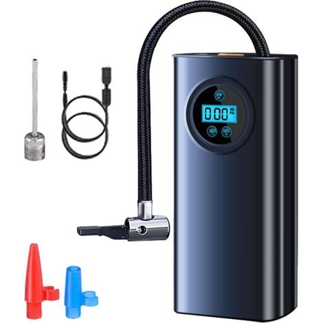 Pompe à air portable : gonfleur de pneus pour voiture, compresseur d'air compact Pompe électrique rechargeable, manomètre précis, outil d'entretien des pneus (1/5)