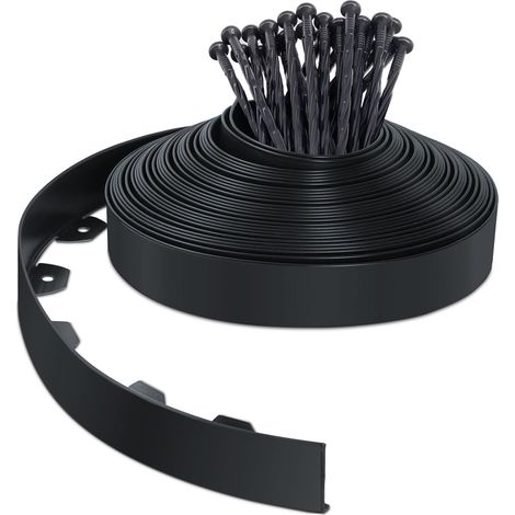 Vounot – Bordure de jardin flexible 20M en PVC – 40 piquets de 20cm – Hauteur 5cm – Résistante aux intempéries – Installation rapide et facile