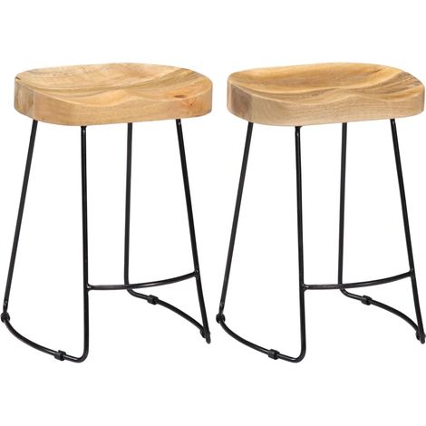 Set di due sgabelli da bar di design seduta a sedia legno massello di mango 1202098