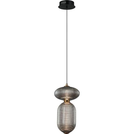 Suspension NICO verre fumé noir laiton LED 11W Italux (1/2)