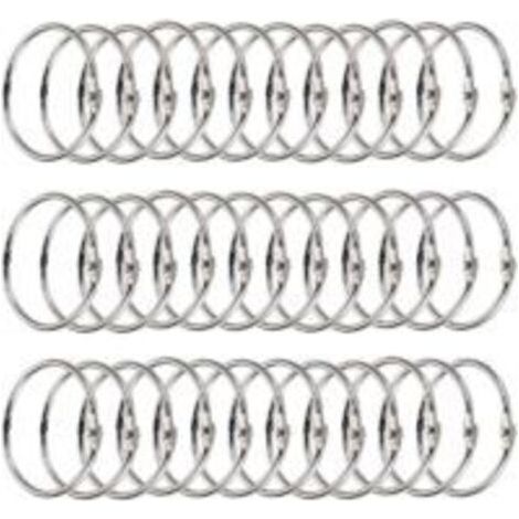 FENOPLASTICALot de 120 Pièces Anneaux de Reliure, 15mm Anneau Articulés Métalliques, pour Livre Classeur, Cahier, Scrapbooking, Albums (1/3)