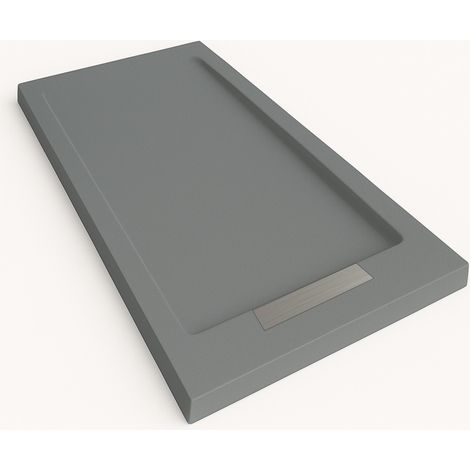 Duschwanne Steen mit Rahmen Farbe Zementgrau RAL 7005 90x180cm Abdeckung Edelstahl
