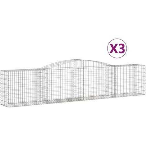 Paniers à gabions arqués 3 pcs  Mur en gabion 400x50x80/100 cm Fer galvanisé