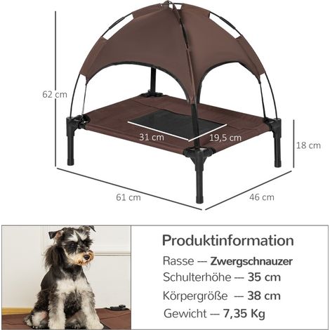 Cama para perro de exterior con dosel, elevada, 61 x 46 x 62 cm, café DESVIAE (1/4)