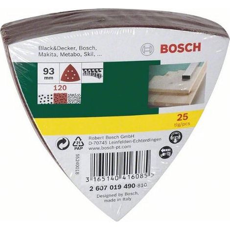Bosch Accessories 2607017110 25 Fogli Abrasivi Delta, Grana 240 (1/3)