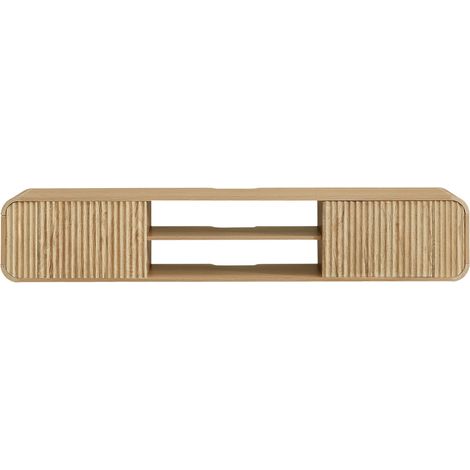 Mueble para TV de pared de 160 cm, compartimentos abiertos, armario de almacenamiento colgante para usar en la sala de estar, el dormitorio y otras áreas de estar, Natural (1/5)